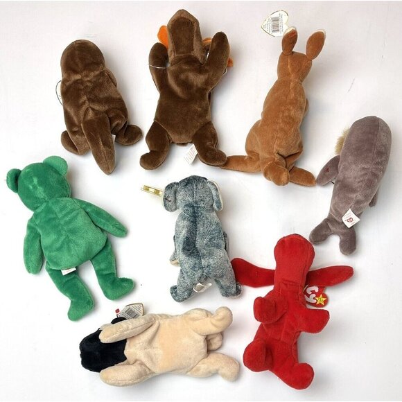 VTG 1993-1996 Lot 8 TY Beanie Babies CHOCOLATE Moose ERIN Bear POUCH Kangaroo++ - Picture 2 of 2